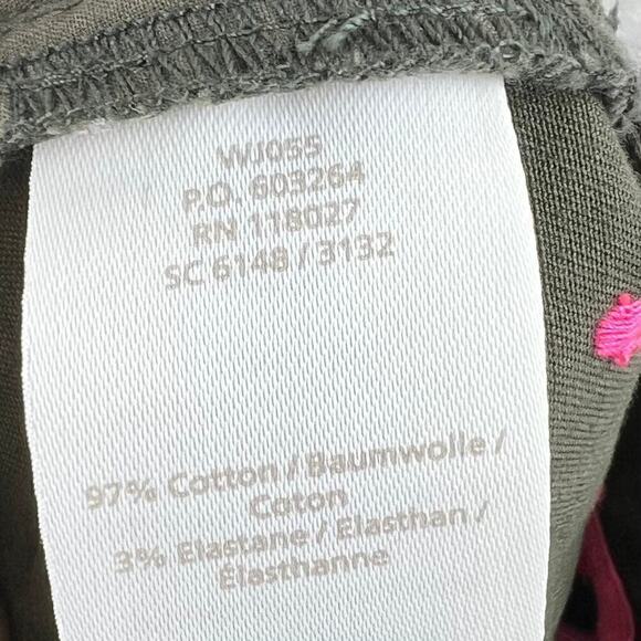 Boden Rachel Chino Shorts Army Green Embroidered Pink Polka Dot Size US 6 - Picture 5 of 10